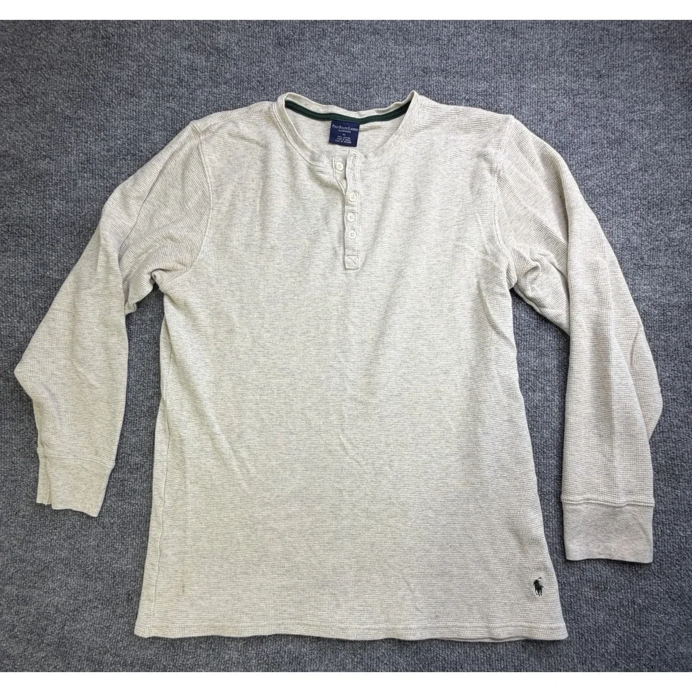 Polo Ralph Lauren Sleepwear Long Sleeve Henley 100% Cotton Gray Size XL